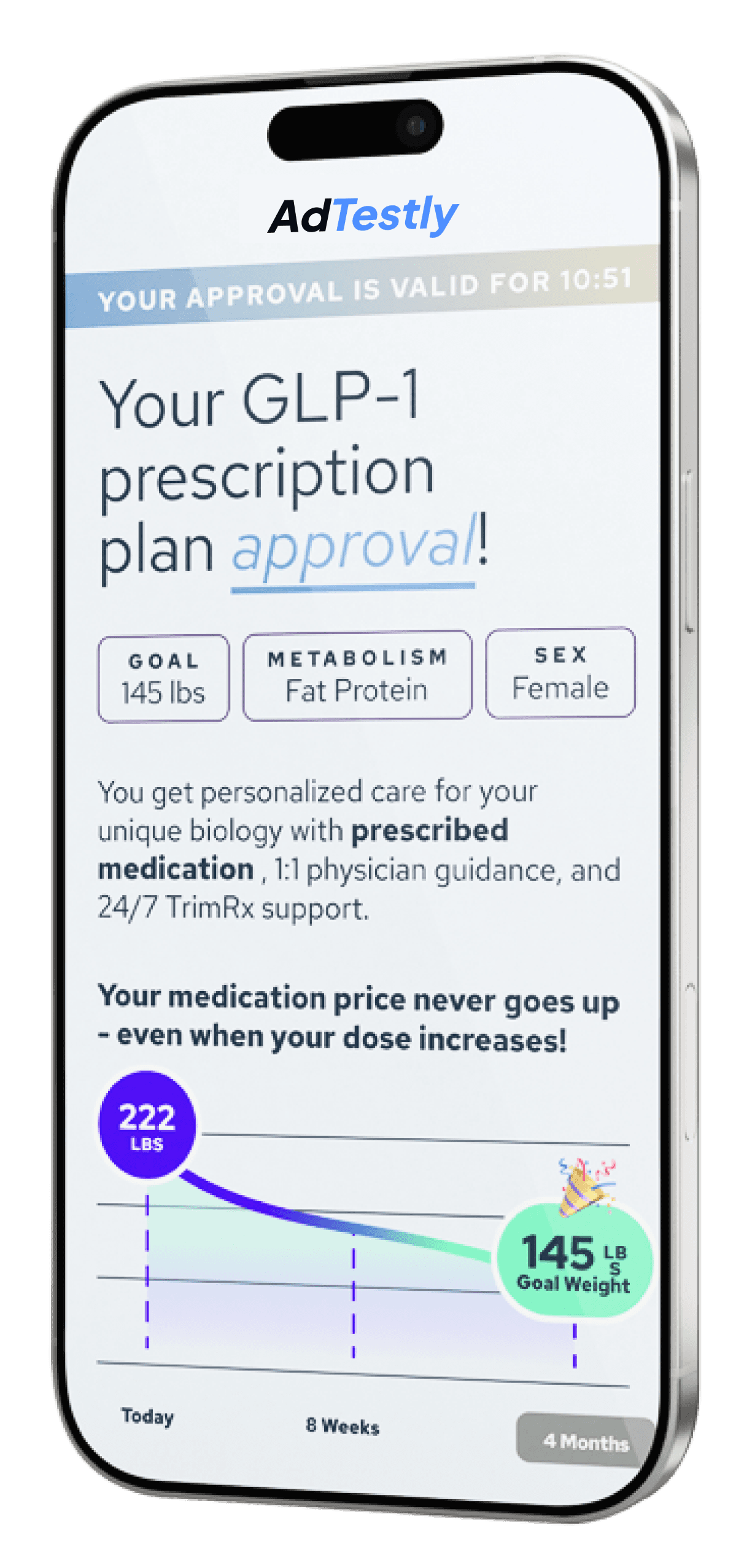 AdTestly app on iPhone 16
